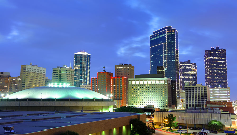 fort worth skyline at night